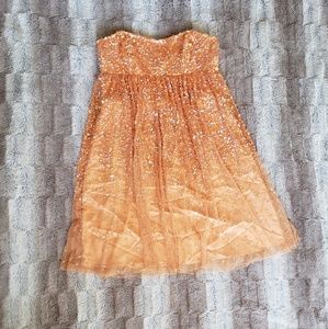 Adrianna Papell Strapless Orange Dress